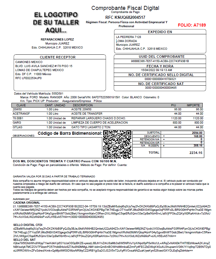 Facturación Electrónica CFDI 4.0 para talleres mecanicos en México