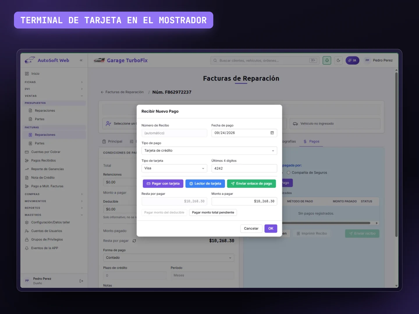 Demo: cobro con terminal en el mostrador.